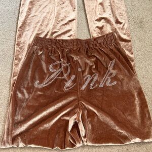 PINK velvet like sweatpants/sweatshirt set